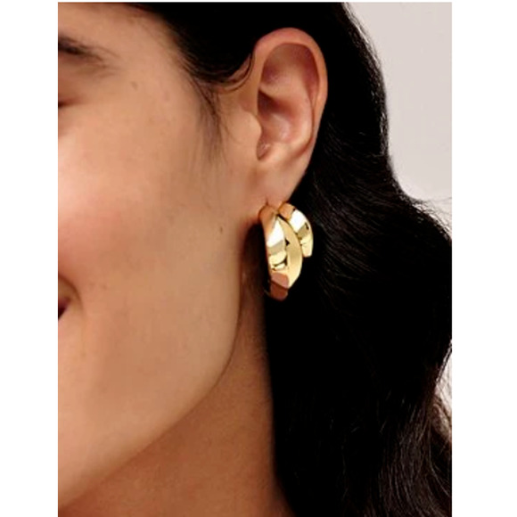 Kendra Scott Liana Double Hoop Rhodium Plated Silver Earrings - Picture 3 of 3